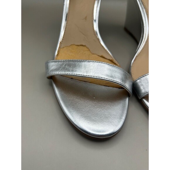 Jewel Badgley Mischka Womens Silver Wedge Ankle Strap Heels Size 7.5M - Picture 9 of 11